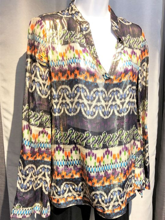 TORY BURCH Multicolor Silk Beaded Tunic on sale Size Small