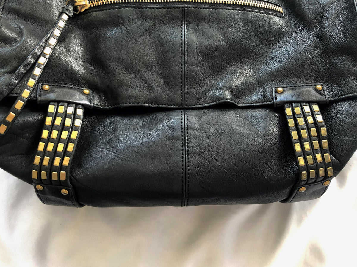 kooba Black Leather Gold Studded Bag – FABULUX