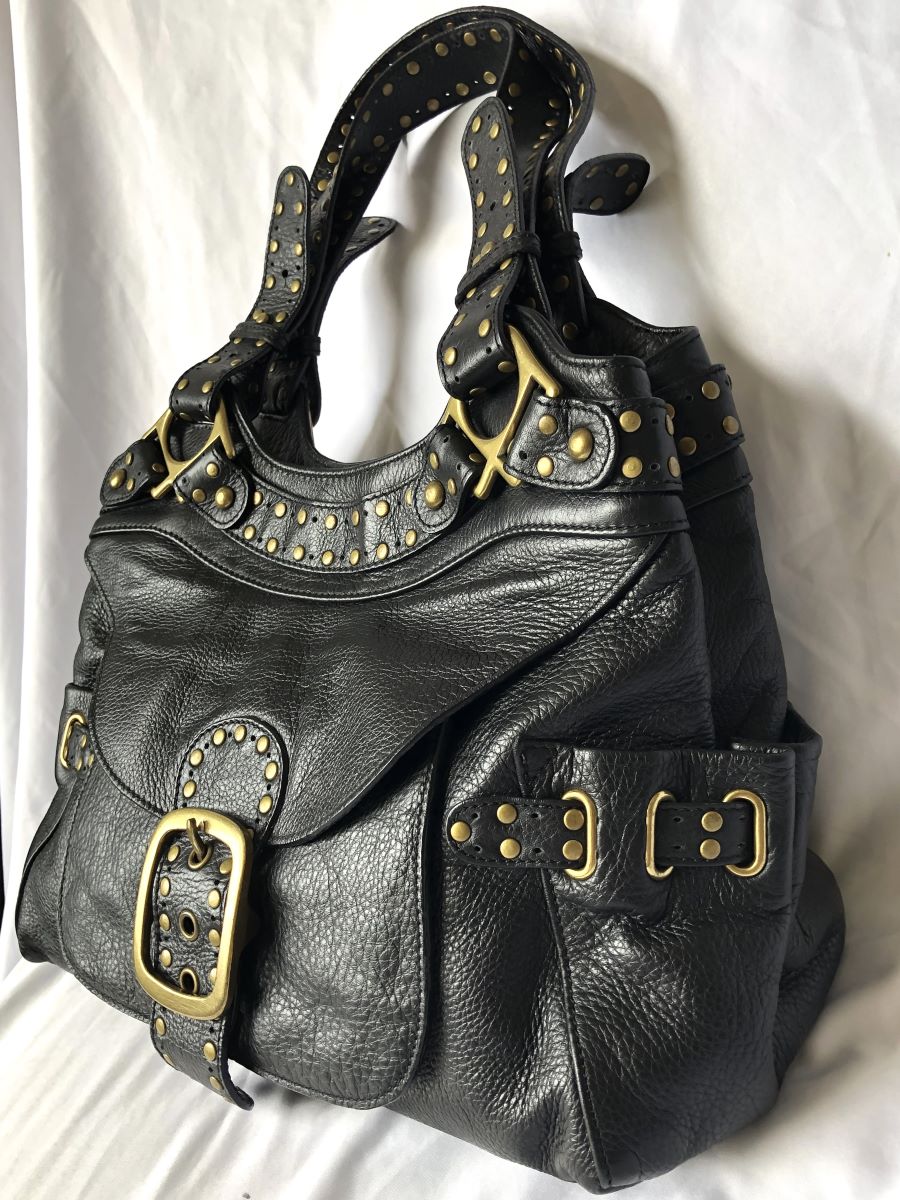 Kooba designer genuine dark brown leather small zipper purse magnet flap  closure