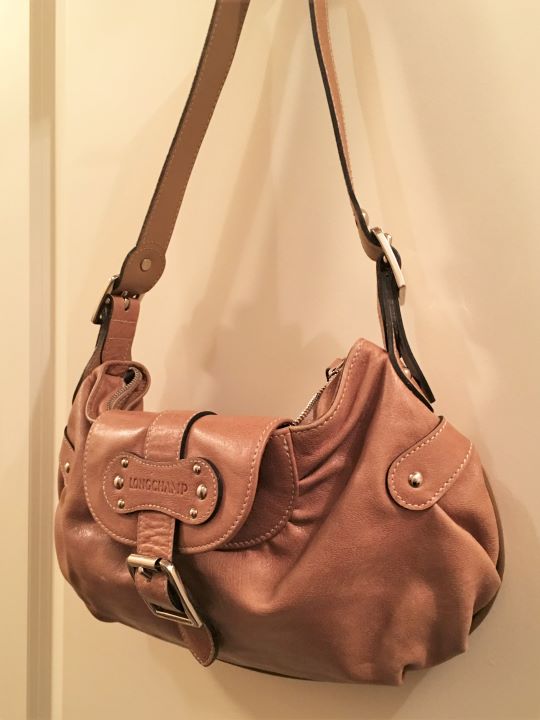 Longchamp MINI Small Flap Top BROWN Leather And Nylon Satchel Excellent!