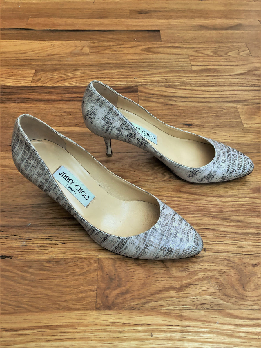 Jimmy Choo Authentic Size 6.5 Irena Cream Snakeskin Pumps