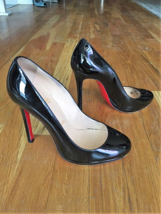 Christian Louboutin Neofilo 120 Black Leather Classic Platform Heel Pump  Size 38