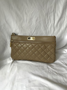 Michael Kors Sophie Taupe Quilted Clutch