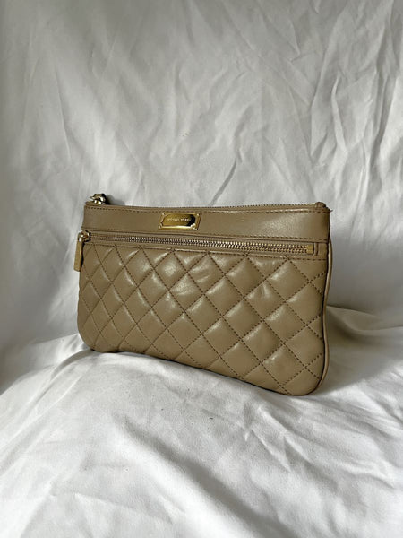 Michael Kors Sophie Taupe Quilted Clutch