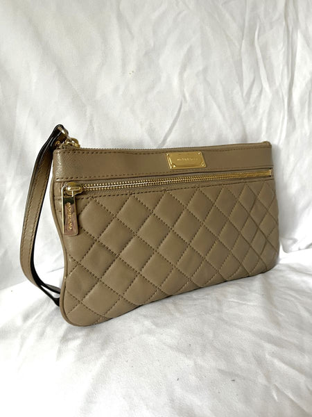 Michael Kors Sophie Taupe Quilted Clutch