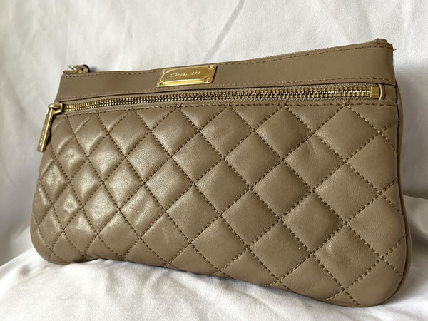 Michael Kors Sophie Taupe Quilted Clutch