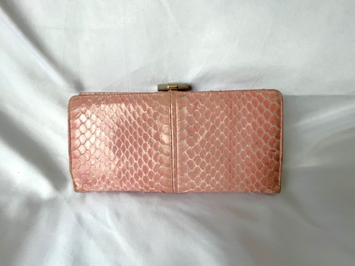 Christian Dior Authentic Pink Vintage Snakeskin Wallet FABULUX