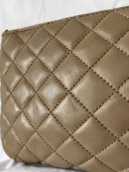 Michael Kors Sophie Taupe Quilted Clutch