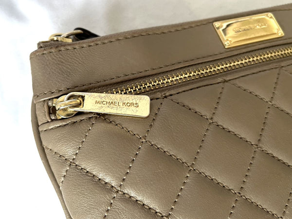 Michael Kors Sophie Taupe Quilted Clutch