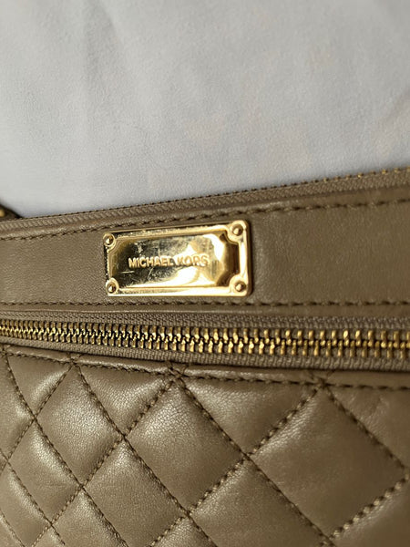 Michael Kors Sophie Taupe Quilted Clutch