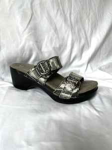 Dansko Sophie Size 6 Sandals Black Gray Leather Snakeskin