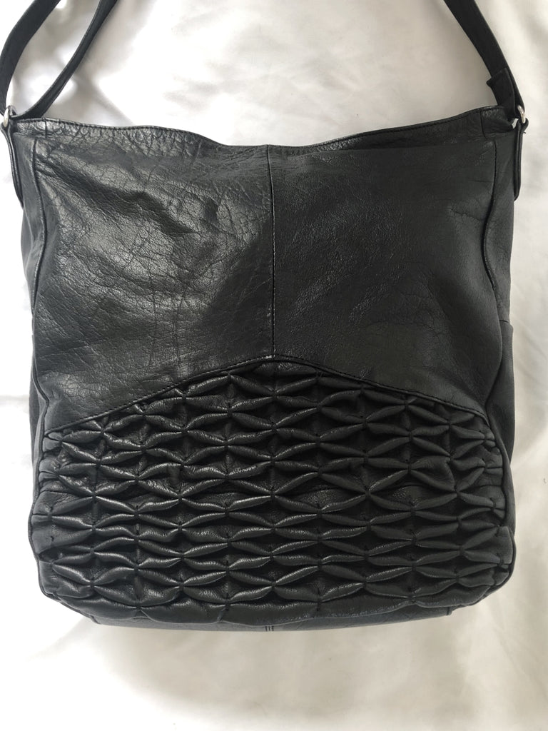 DAY&MOOD Black Alicia Braided Leather Crossbody Bag