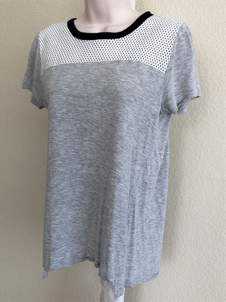 Aiko Size Medium Gray Mesh Top Tee