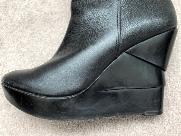 Diane von Furstenberg Size 7.5 Black Opalista Leather Platform Boots