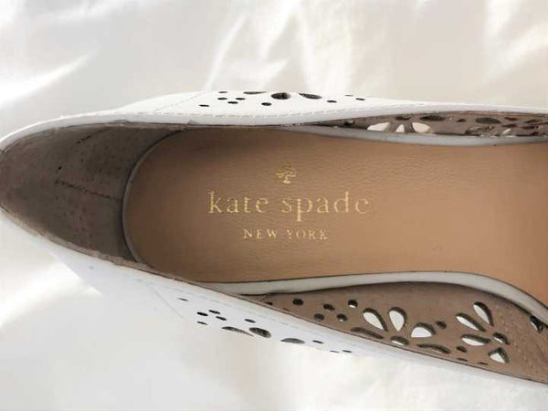 Kate Spade Size 6.5 Ella White Cut-out Pumps