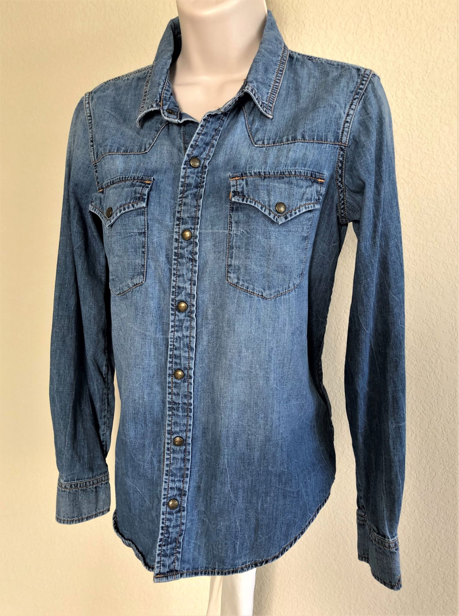 Current / Elliott SMALL Blue Chambray Shirt