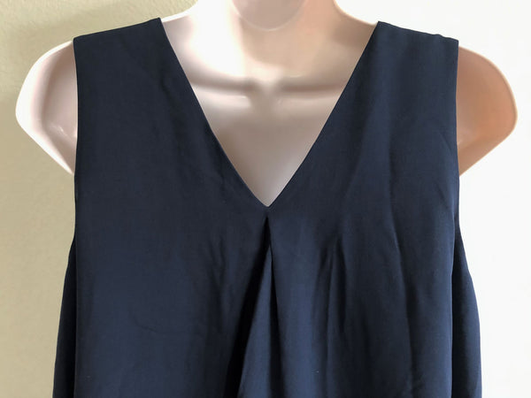 Theory SMALL Navy Lesay Silk Top