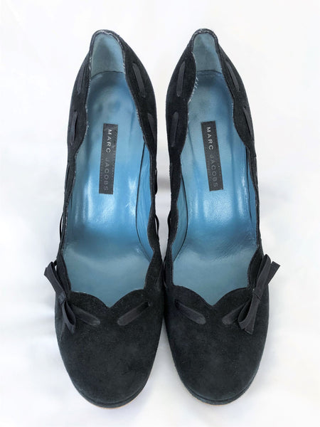 Marc Jacobs Size 7.5 Navy Suede Ribbon Pumps