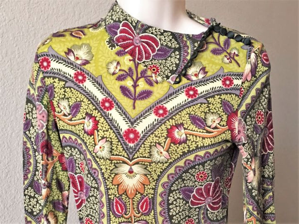 ETRO Authentic SMALL Green Paisley Button Collar Top