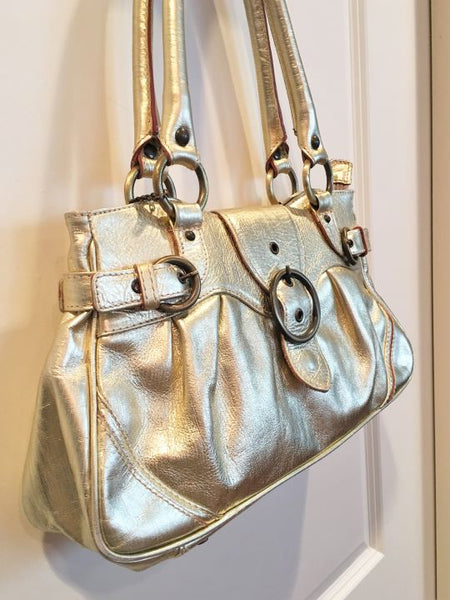 Helen Welsh Gold Leather Shoulder Bag