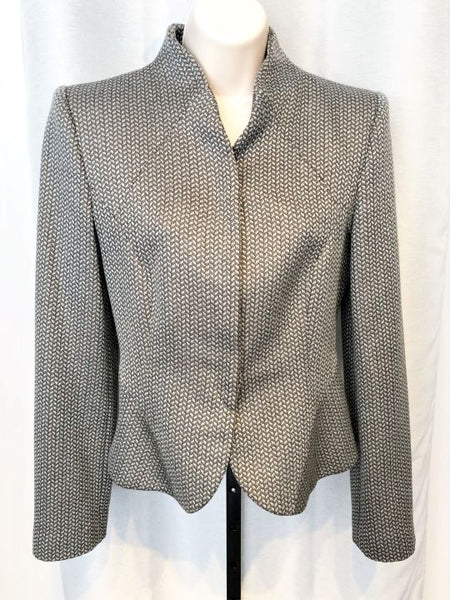 Giorgio Armani Size 6 Gray Wool Cashmere Chevron Blazer