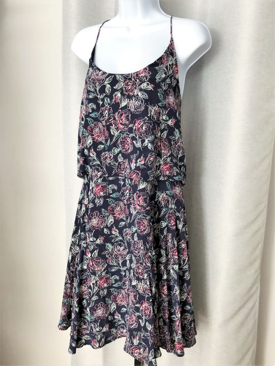 Joie Size LARGE Nanon Navy Floral Silk Dress