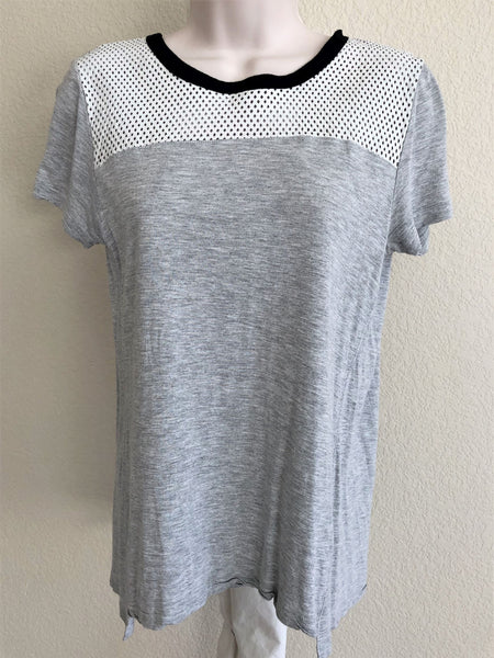 Aiko Size Medium Gray Mesh Top Tee