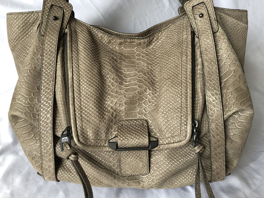 kooba Jonnie Gray Leather Snakeskin Bag – FABULUX
