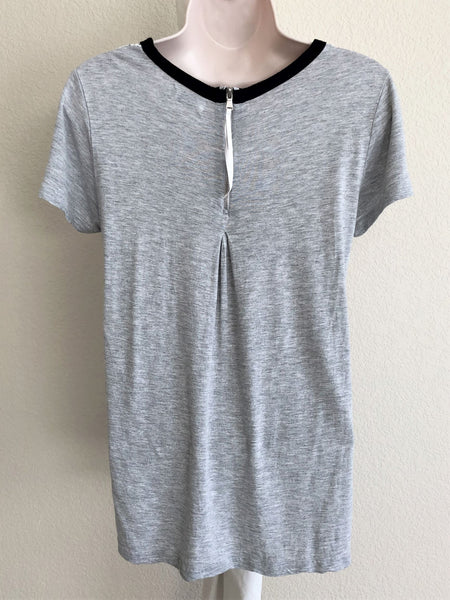 Aiko Size Medium Gray Mesh Top Tee