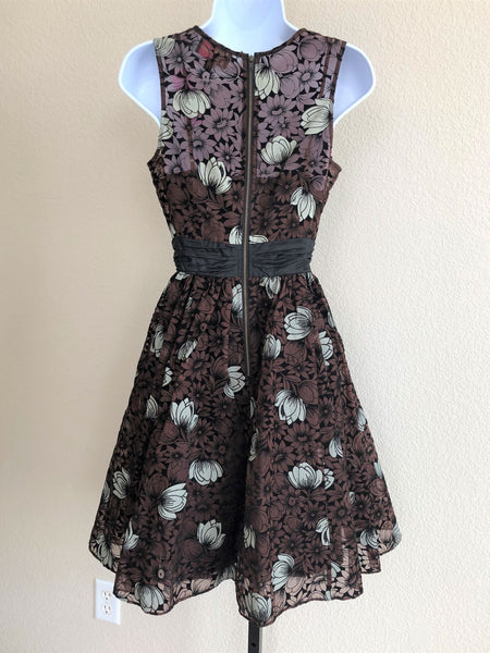 Frock by Tracy Reese Size 0 Brown Silk Floral Dress